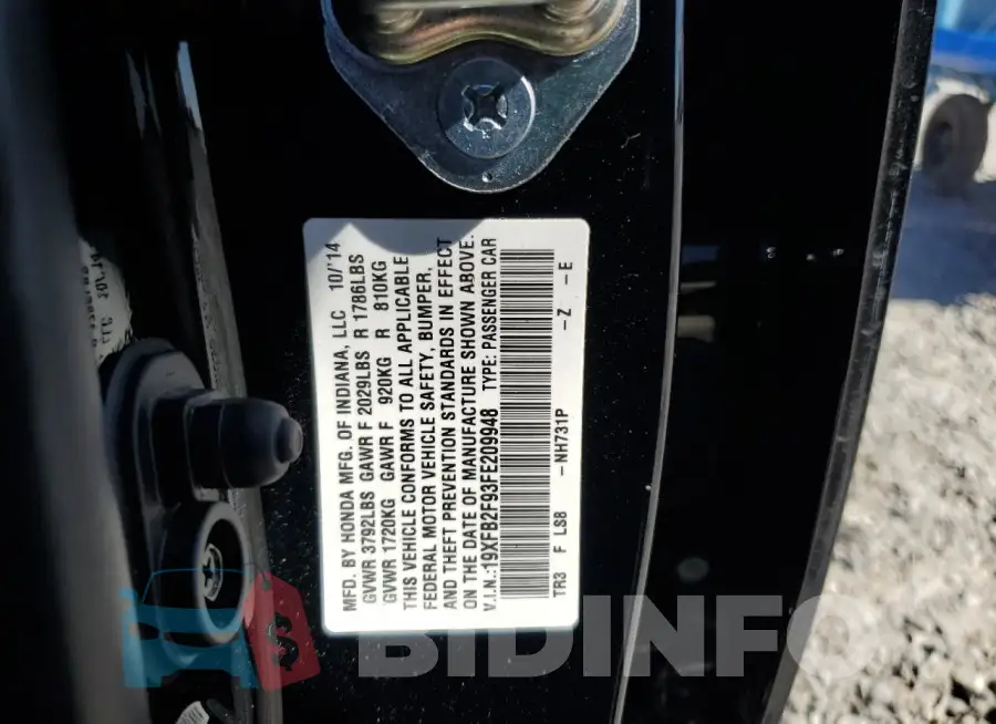 19XFB2F93FE209948 Photo# 12
