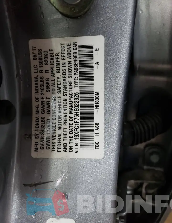 19XFC1F76HE022826 Photo# 12