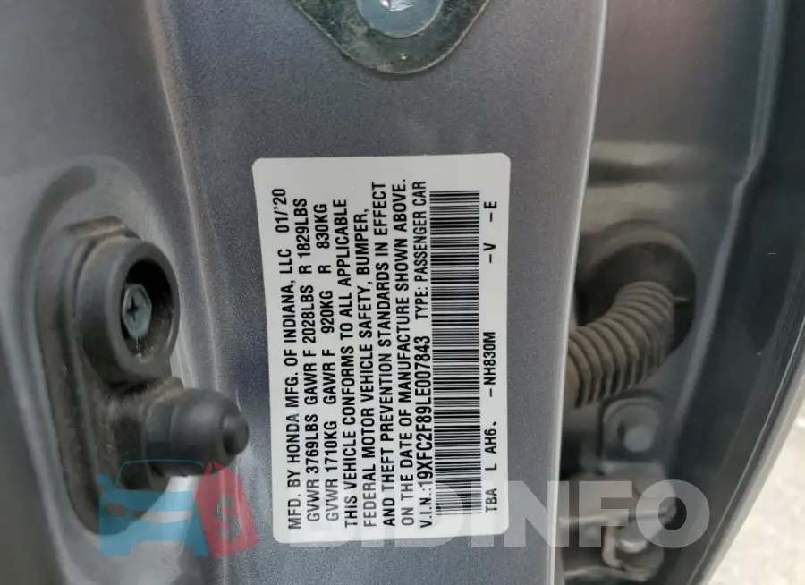19XFC2F89LE007843 Photo# 12