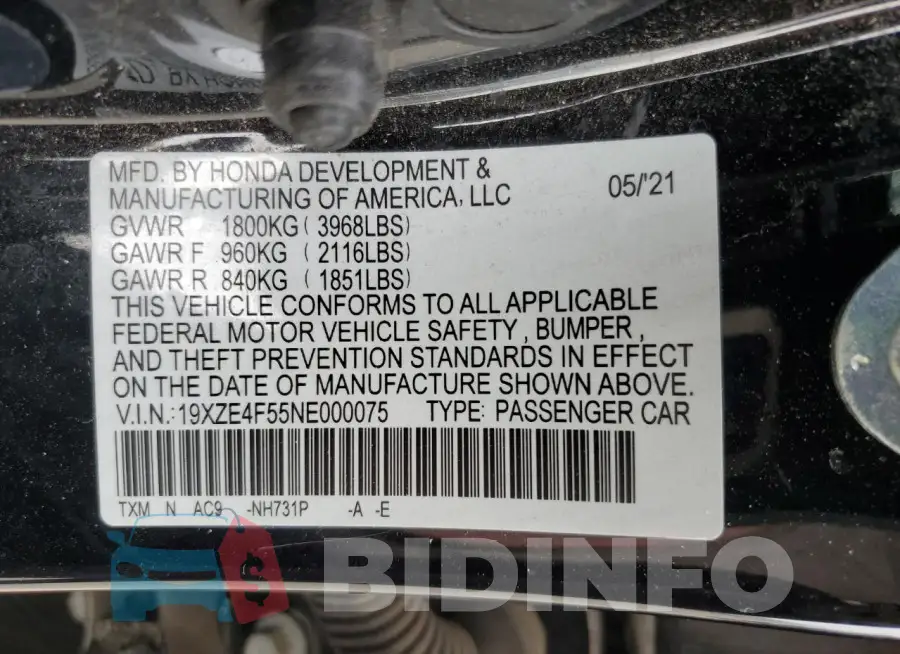 19XZE4F55NE000075 Photo# 13