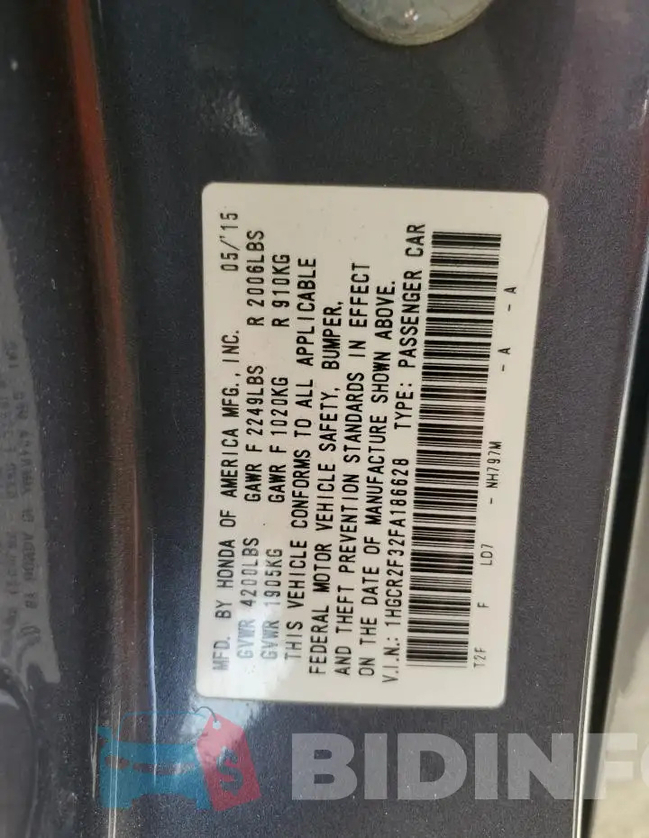 1HGCR2F32FA186628 Photo# 12
