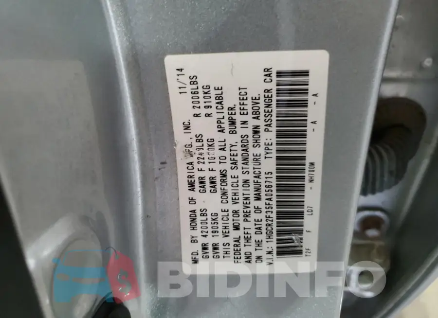 1HGCR2F35FA056715 Photo# 12