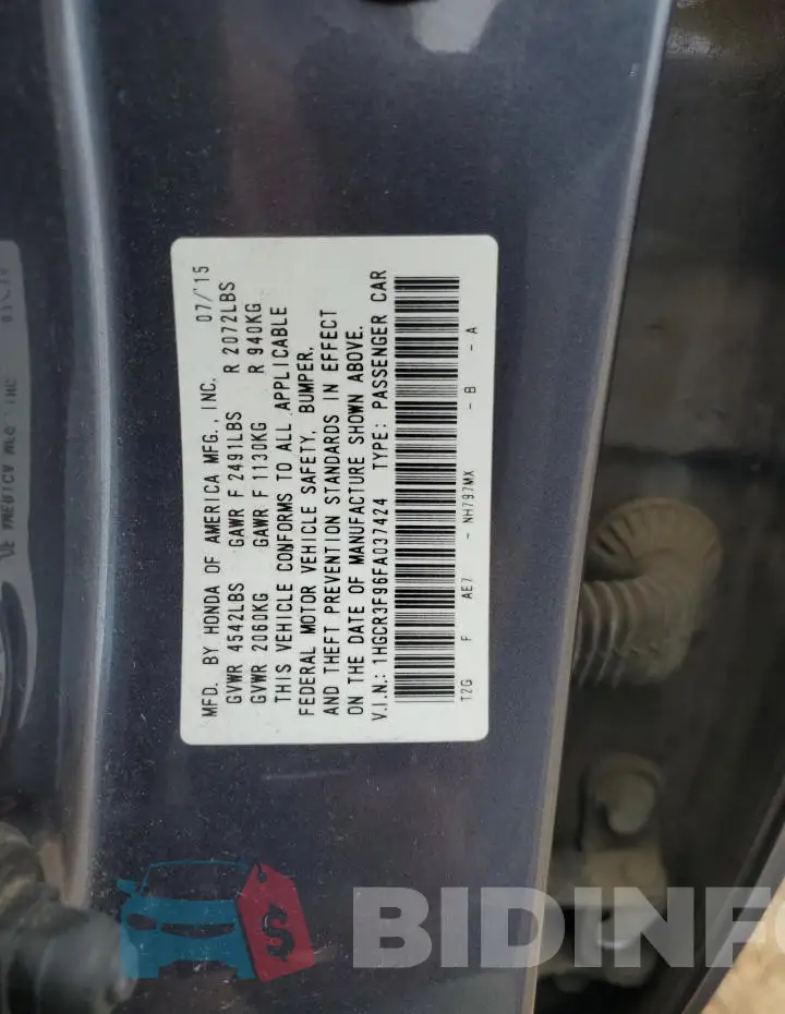 1HGCR3F96FA037424 Photo# 12