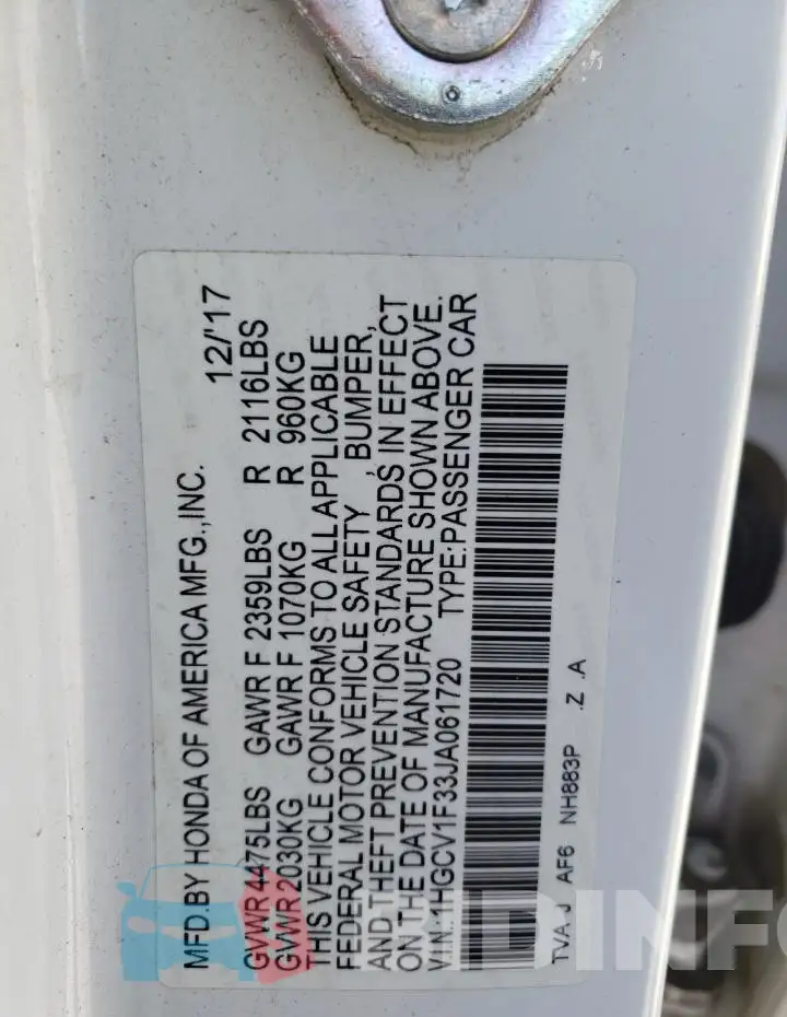 1HGCV1F33JA061720 Photo# 12