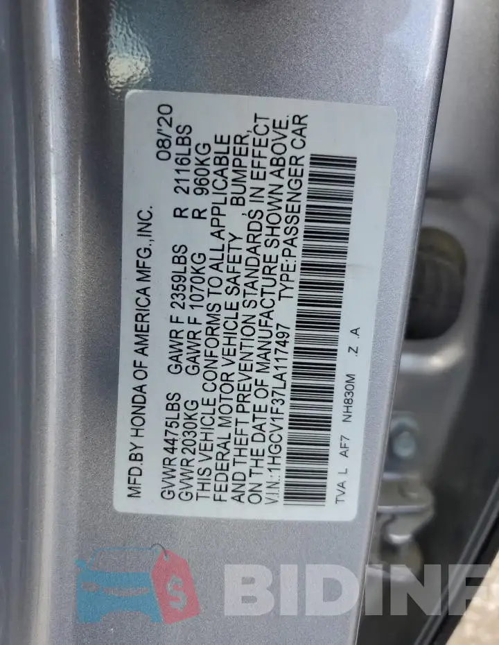 1HGCV1F37LA117497 Photo# 12