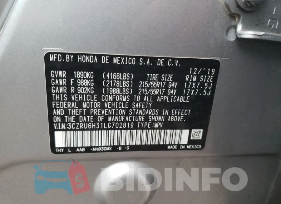 3CZRU6H31LG702819 Photo# 12
