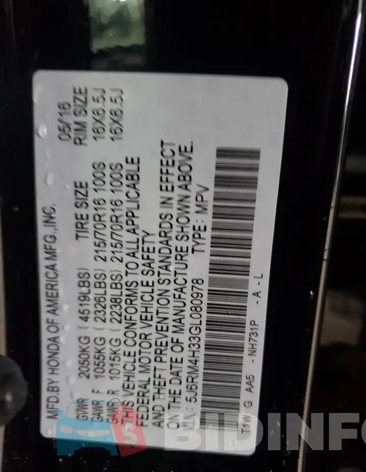 5J6RM4H33GL080978 Photo# 13