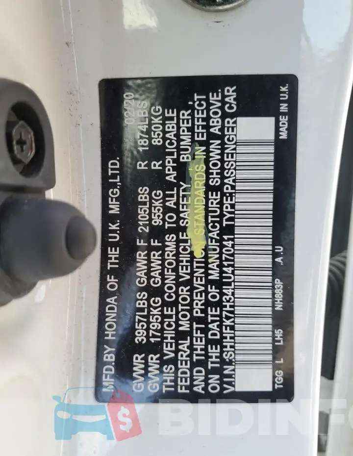 SHHFK7H34LU417041 Photo# 13