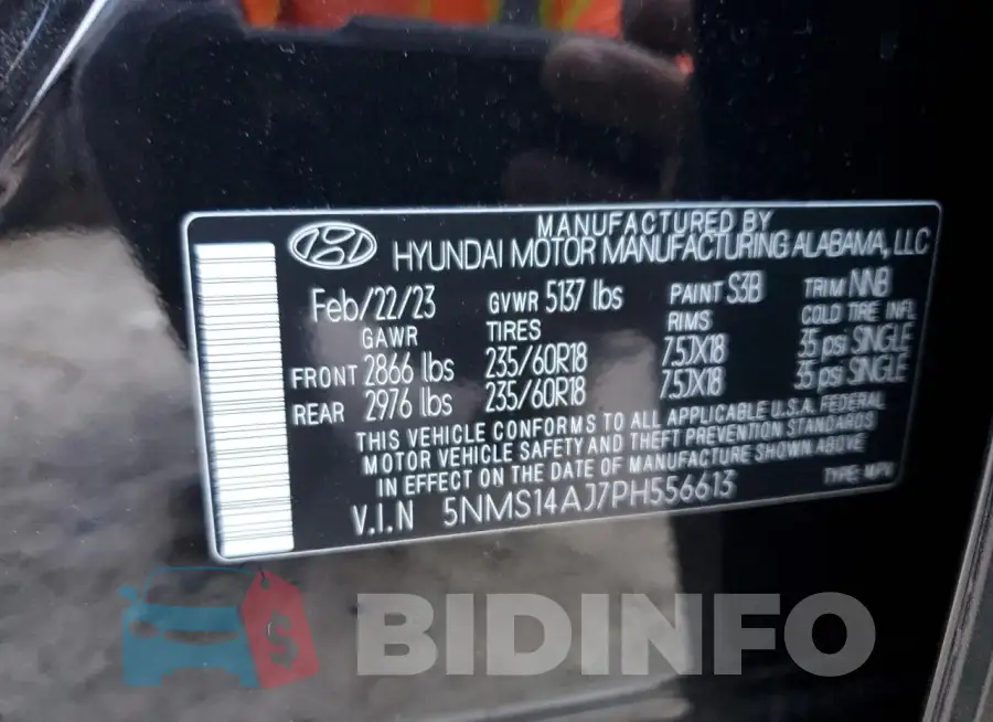 5NMS14AJ7PH556613 Photo# 13