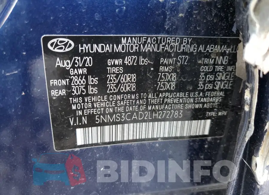 5NMS3CAD2LH272783 Photo# 12
