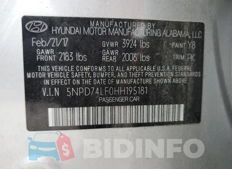 5NPD74LF0HH195181 Photo# 12