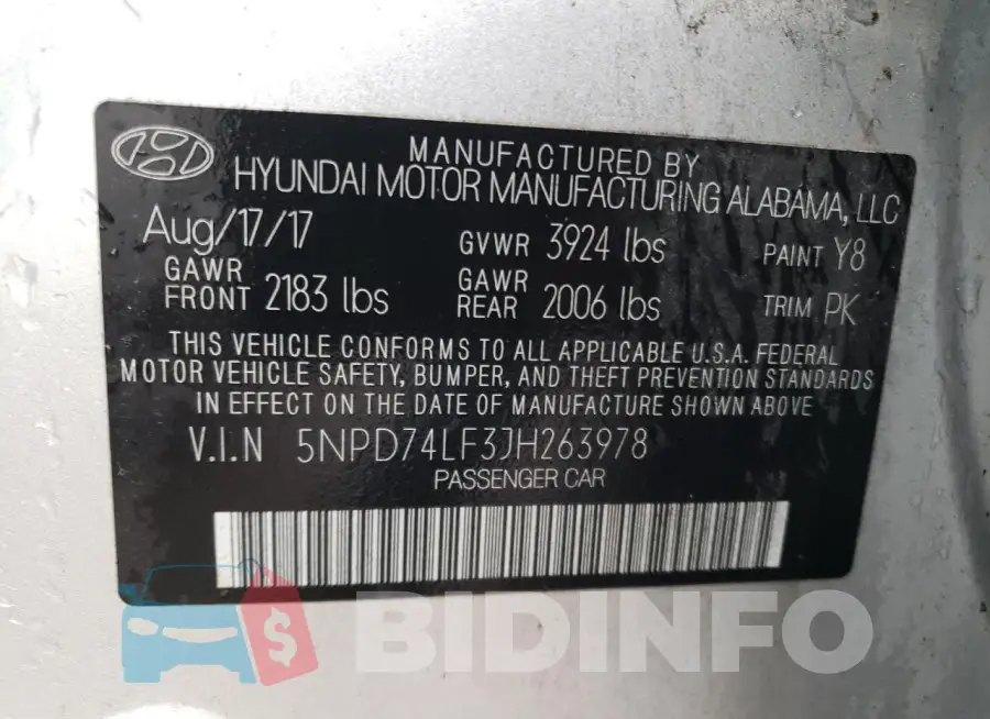 5NPD74LF3JH263978 Photo# 12