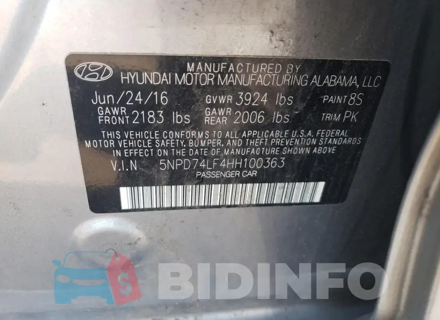 5NPD74LF4HH100363 Photo# 12