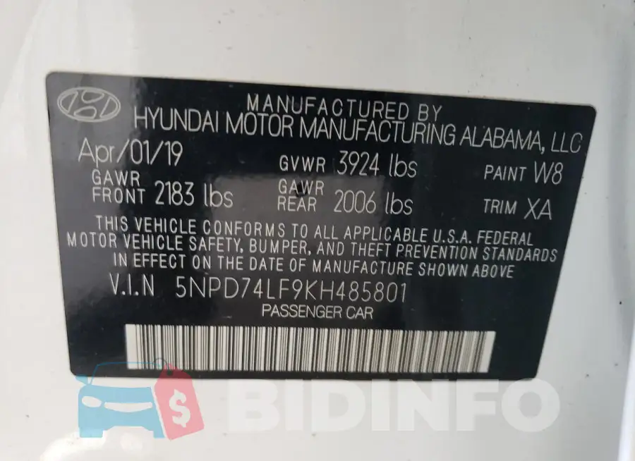5NPD74LF9KH485801 Photo# 13