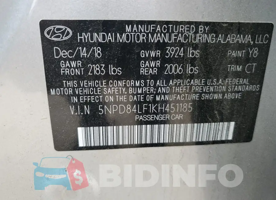 5NPD84LF1KH451185 Photo# 12