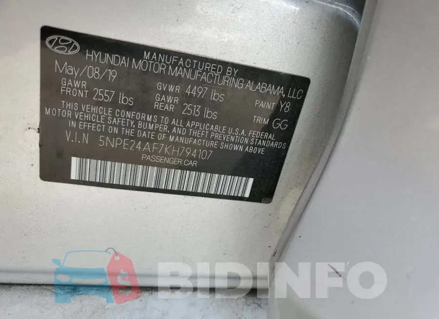 5NPE24AF7KH794107 Photo# 13