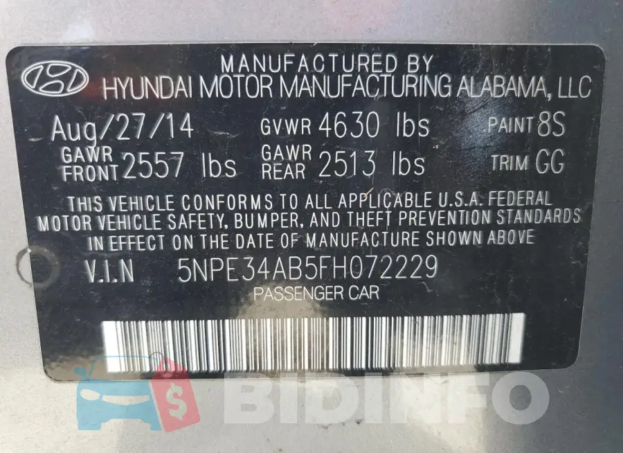 5NPE34AB5FH072229 Photo# 13