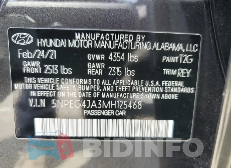 5NPEG4JA3MH125468 Photo# 12