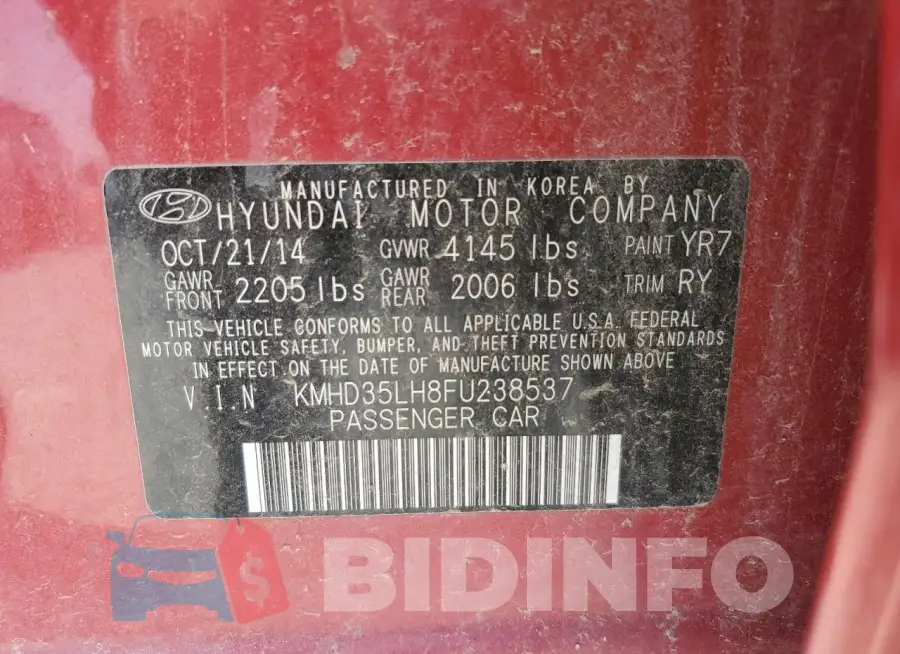 KMHD35LH8FU238537 Photo# 12