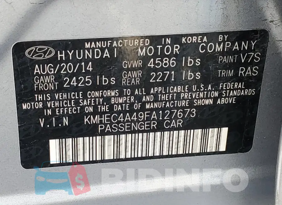 KMHEC4A49FA127673 Photo# 12