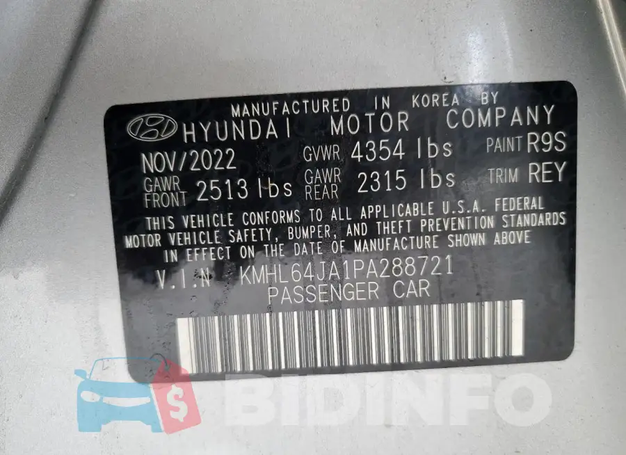 KMHL64JA1PA288721 Photo# 12