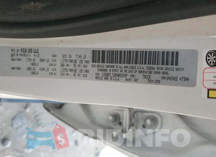 1C6SRFLT2KN855707 Photo# 12