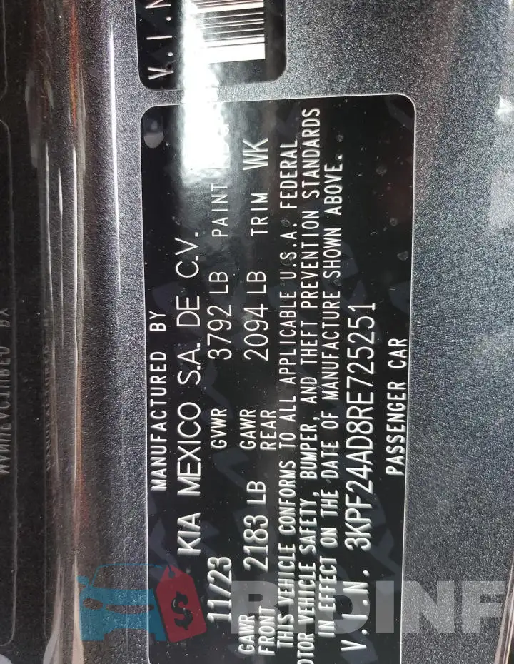 3KPF24AD8RE725251 Photo# 12