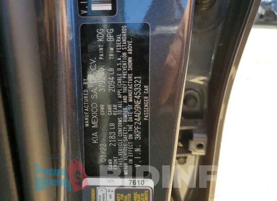 3KPF24AD9NE453321 Photo# 13