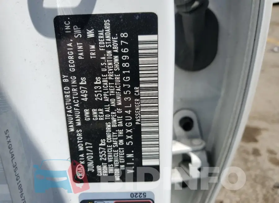 5XXGU4L35JG189678 Photo# 12