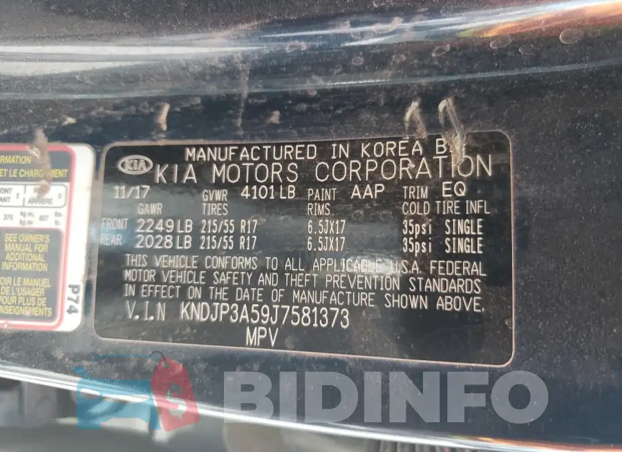 KNDJP3A59J7581373 Photo# 12