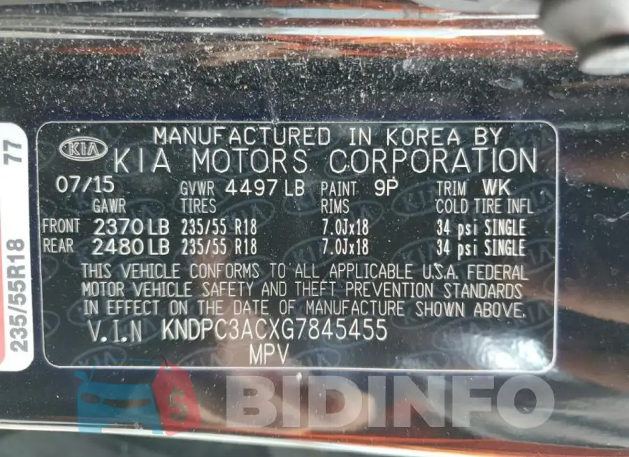 KNDPC3ACXG7845455 Photo# 12