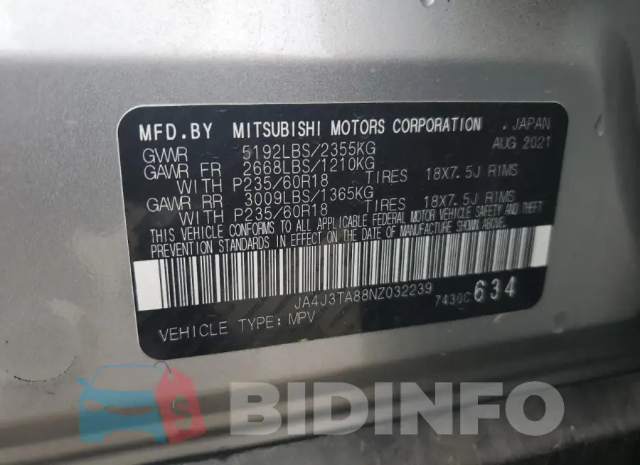 JA4J3TA88NZ032239 Photo# 13