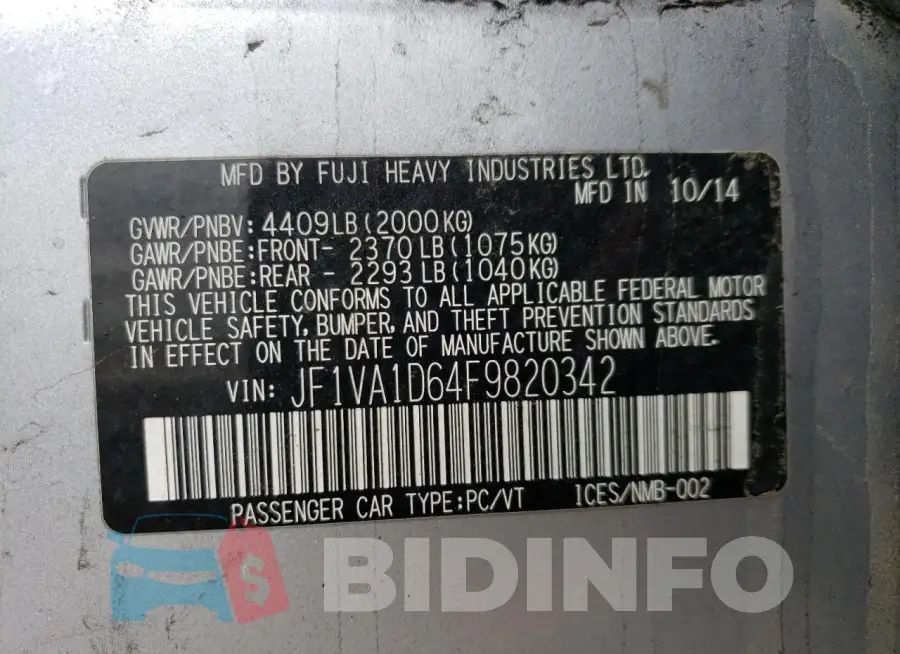 JF1VA1D64F9820342 Photo# 13