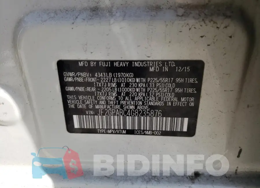 JF2GPABC4G8235876 Photo# 13