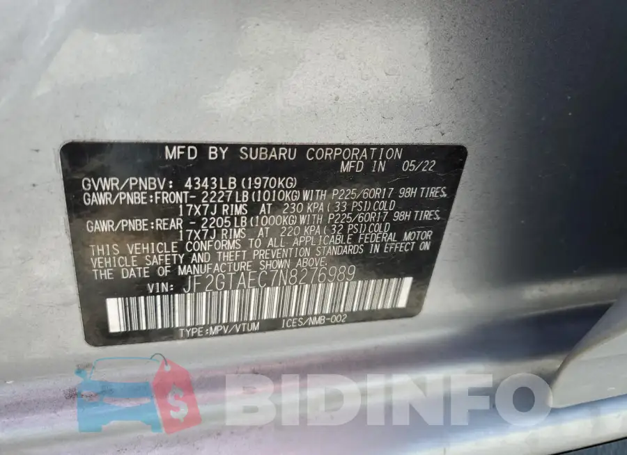 JF2GTAEC7N8276989 Photo# 12