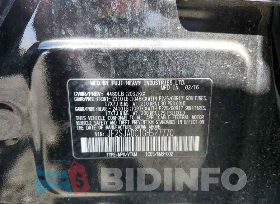 JF2SJADC1GH527770 Photo# 12