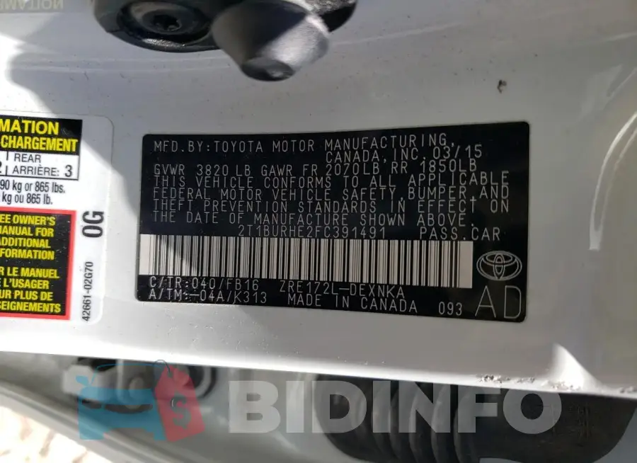 2T1BURHE2FC391491 Photo# 12