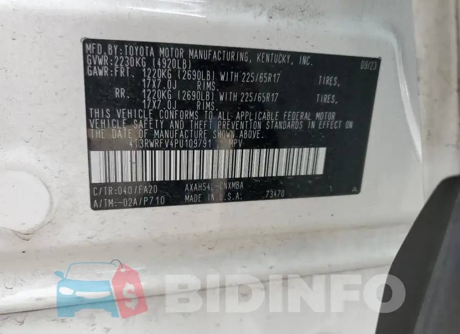 4T3RWRFV4PU109791 Photo# 12