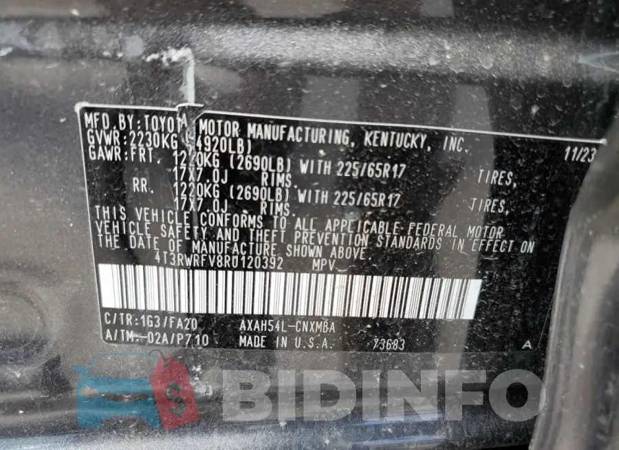 4T3RWRFV8RU120392 Photo# 13