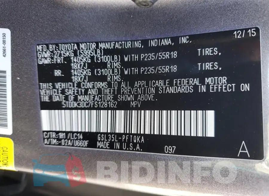5TDDK3DC7FS128162 Photo# 13