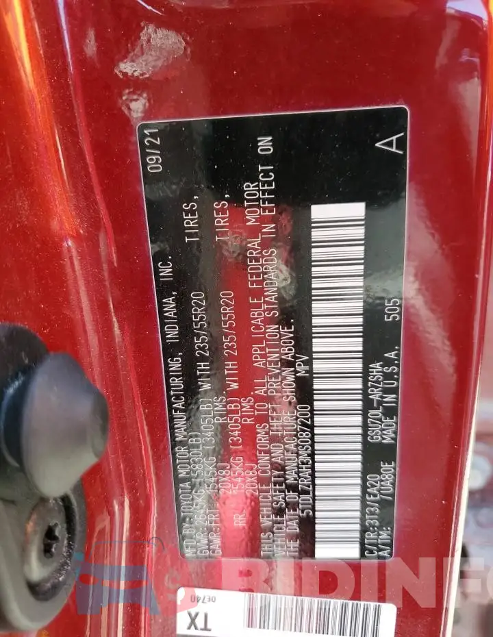 5TDLZRAH3MS087200 Photo# 13