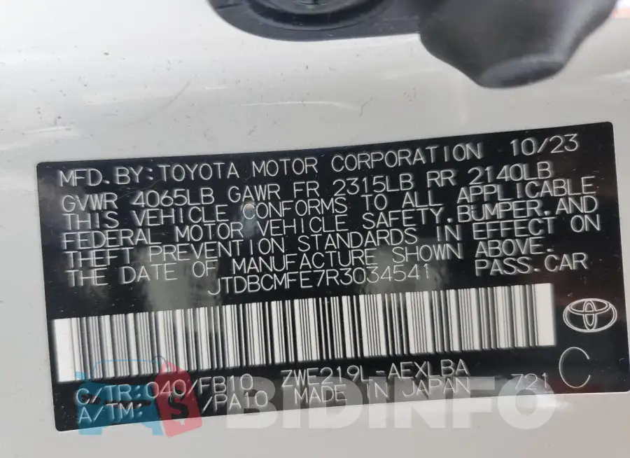 JTDBCMFE7R3034541 Photo# 12