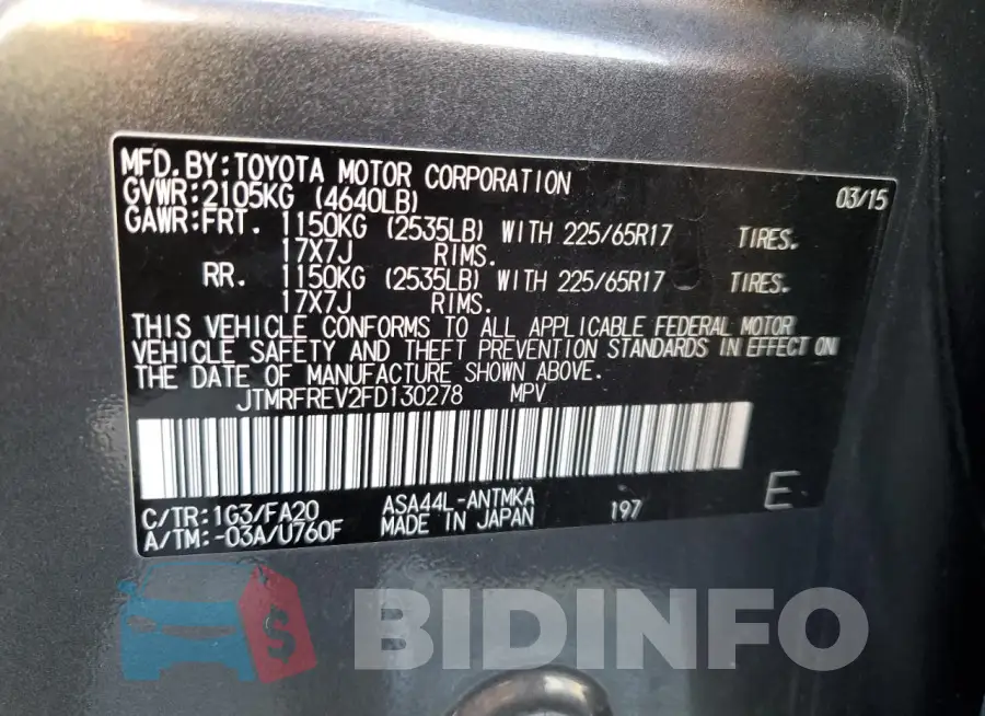 JTMRFREV2FD130278 Photo# 12