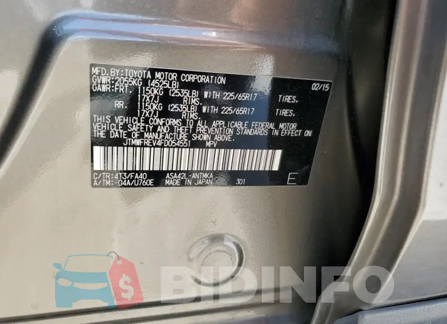 JTMWFREV4FD054551 Photo# 13