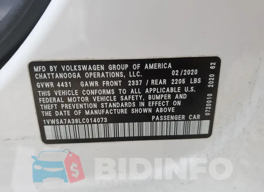 1VWSA7A38LC014073 Photo# 13