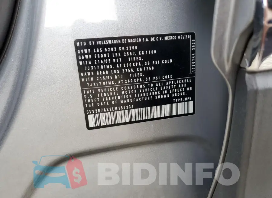 3VV3B7AX2LM157334 Photo# 13