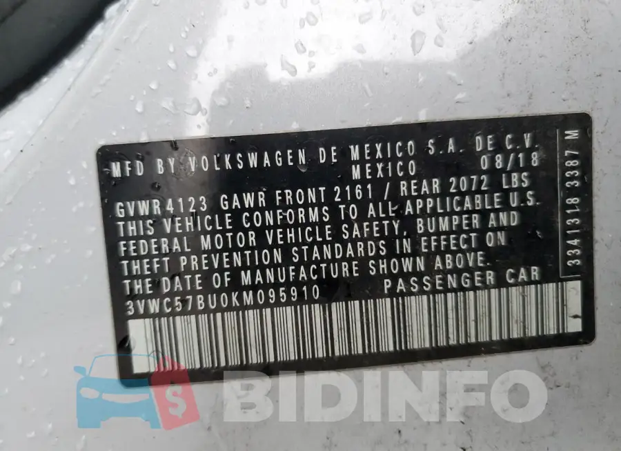 3VWC57BU0KM095910 Photo# 12