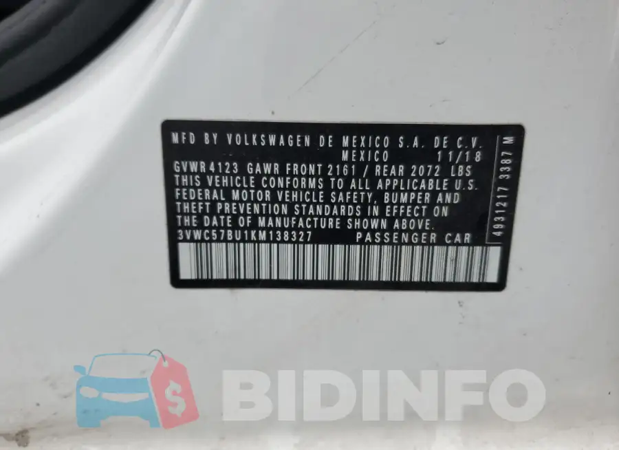 3VWC57BU1KM138327 Photo# 14