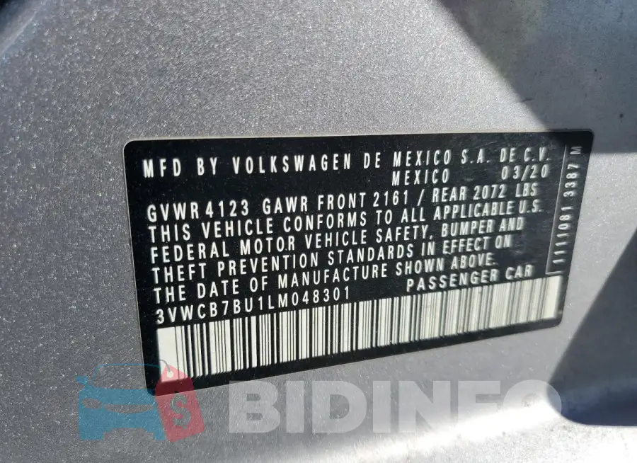 3VWCB7BU1LM048301 Photo# 12