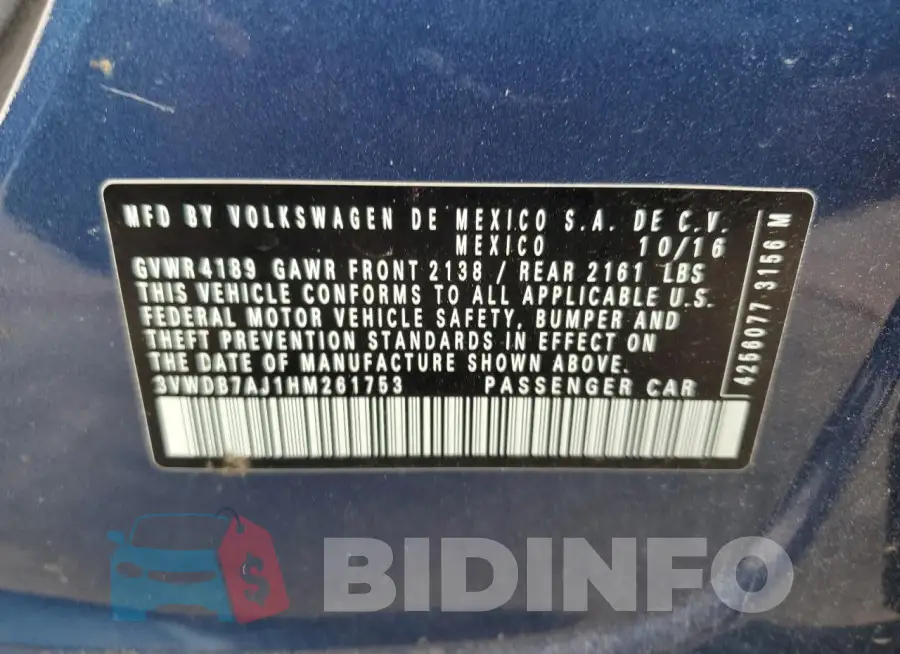 3VWDB7AJ1HM261753 Photo# 12